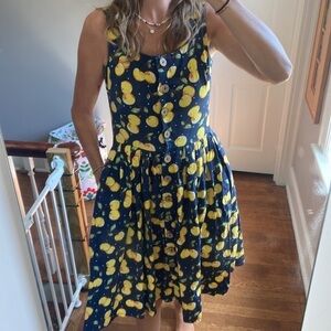 VTG fit n flare cotton dress with yellow cherries 🍒